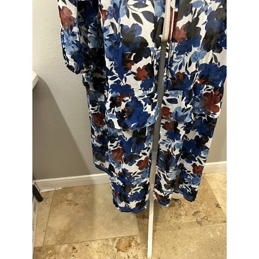 Cato Kimono Long Blouse Women 18/20 Floral Ruffle Long Sleeve